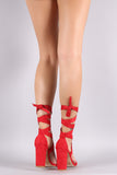 Suede Strappy Leg Wrap Chunky Heel