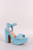Bamboo Suede Ankle Strap Chunky Platform Heel