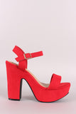 Bamboo Suede Ankle Strap Chunky Platform Heel