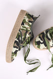 Camouflage Ribbon Lace Up Espadrille Trim Sneakers