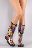 Colorful Artistic Print Knee High Rain Boots