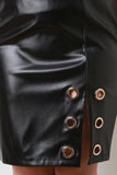 Grommet Rings Vegan Leather Skirt