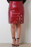 Grommet Rings Vegan Leather Skirt