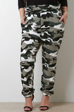 Paperbag Waist Camouflage Jogger Pants