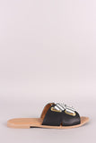 Qupid Stripe Lace-Up Slide Sandal