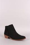 Qupid Perforated Suede Cowgirl Booties