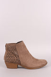 Qupid Perforated Suede Cowgirl Booties
