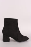 Bamboo Suede Block Heeled Ankle Boots