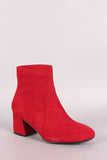 Bamboo Suede Block Heeled Ankle Boots