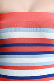 Striped Ribbed Knit Tube Midi Dress