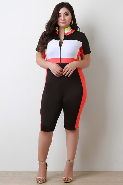 Colorblocked Bike Jumpsuit