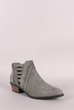 Qupid Perforation And Lattice Suede Booties