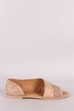 Qupid Dorsay Perforated Flat Sandal