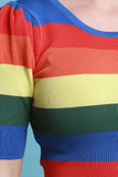 Rainbow Striped Knitted Sweater Dress