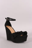 Bamboo Ruffle Suede Ankle Strap Platform Wedge