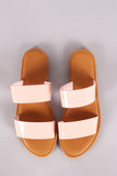 Sunny Feet Patent Double Band Slide Flat Sandals