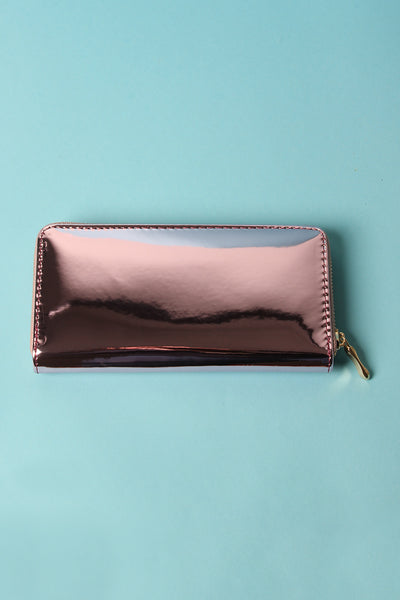 Mirror Metallic Zip-Around Wallet