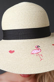 Flamingo Love Floppy Straw Hat