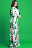 Floral Print Surplice Long Sleeves Maxi Dress
