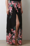 Floral Printed High Rise Side Slit Maxi Skirt