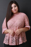 Semi-Sheer Lace Flared Bell Sleeves Top