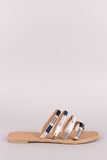 Qupid Strappy Thread Wrapped Toe Ring Slide Sandal