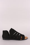 Qupid Suede Strappy Open Toe Flat