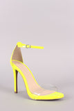 Qupid Patent Clear Ankle Strap Open Toe Stiletto Heel