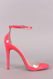 Qupid Patent Clear Ankle Strap Open Toe Stiletto Heel
