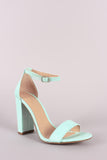 Suede Ankle Strap Open Toe Chunky Heel