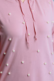 Pearl Embellished Hooded Sweatshirt Dress