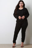 Stud Embellished Sweater Top With Jogger Pants Set