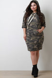 Hooded Camouflage Midi Dress