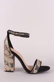 Bamboo Sequin Embroidered Open Toe Chunky Heel