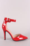 Patent Pointy Toe Ankle Strap Pump