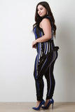 Striped Sleeveless Ruffles Jumpsuit