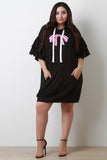 Bow Graphic Print Hooded Dress