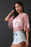 Floral Mesh Bell Statement Sleeve Top