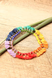 Rainbow Tassels with Rhinestone Bead Bracelet