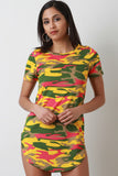 Camouflage Short Sleeve Mini Dress