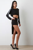 Love Crop Top With Asymmetrical Slit Skirt Set