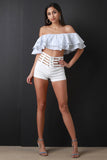 Lace-Up Caged Hip Shorts