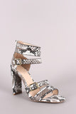 Qupid Snake Strappy Buckled Open Toe Thick Heel