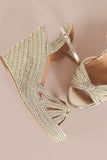 Bamboo Strappy Knotted Espadrille Platform Wedge