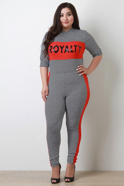 Royalty Finish Line Checker Mock Top with Leggings Set