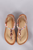 Liliana Jeweled Braided T-Strap Thong Flat Sandal