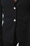 Asymmetrical Side Peplum Blazer with Crop Pants