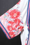 Floral Stripe Trim Kimono