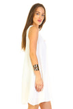 Women's Loose V-Neck Cut Out Dress with Gold Neckline