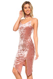 Women's Asymmetrical Velvet Choker Slit Dress